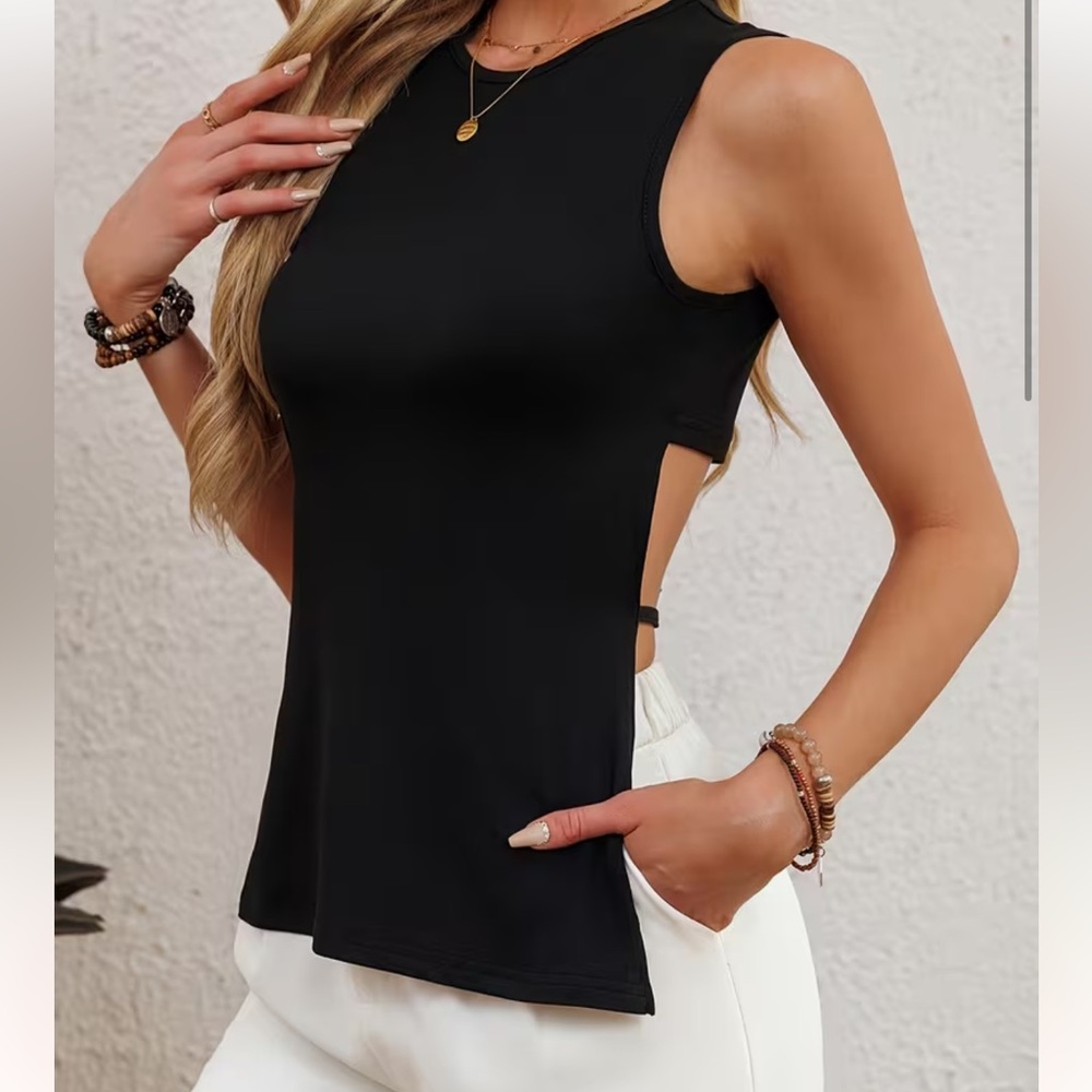 Stylish Black Polyester Top